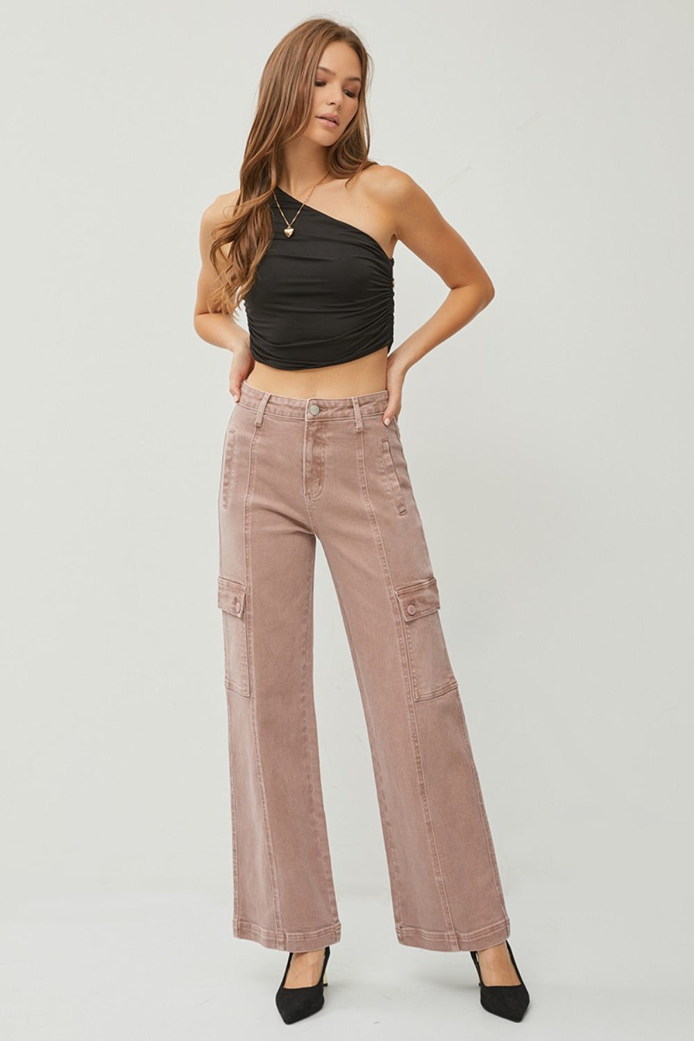 The Perla High Rise Wide Leg Cargo Jeans