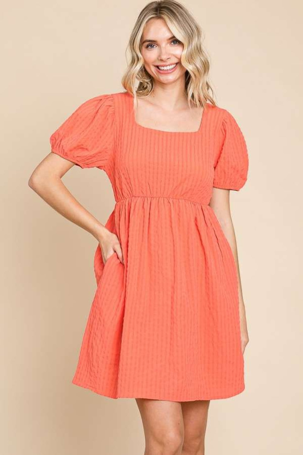 Textured Babydoll Dress