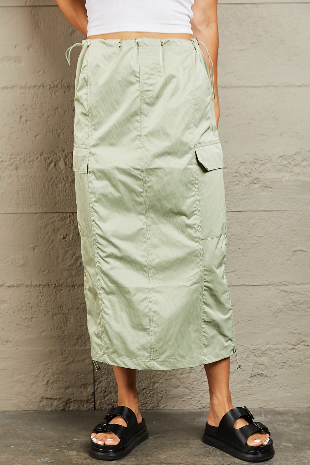 Waisted Cargo Midi Skirt