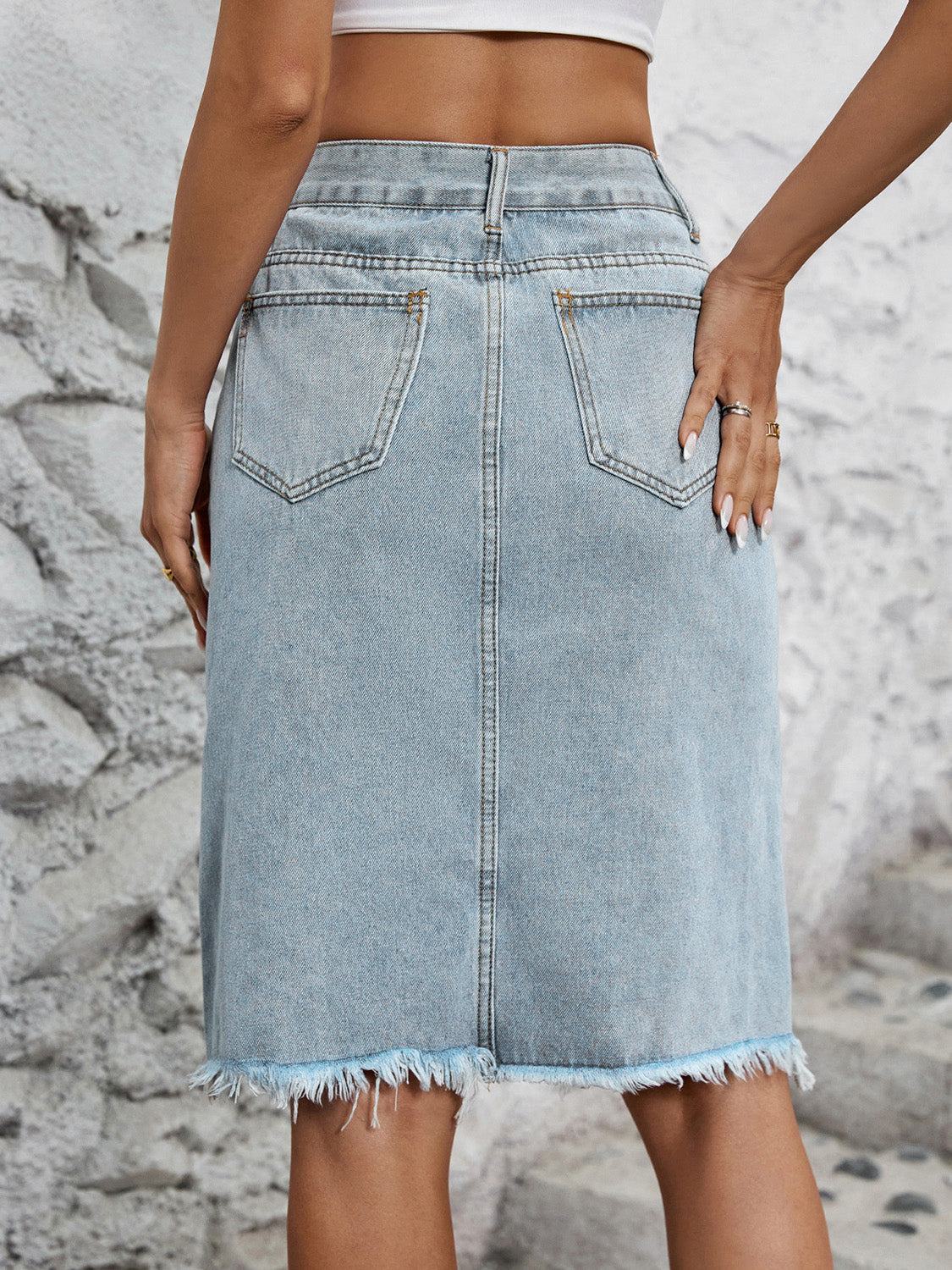 The Frankie Raw Hem Denim Skirt