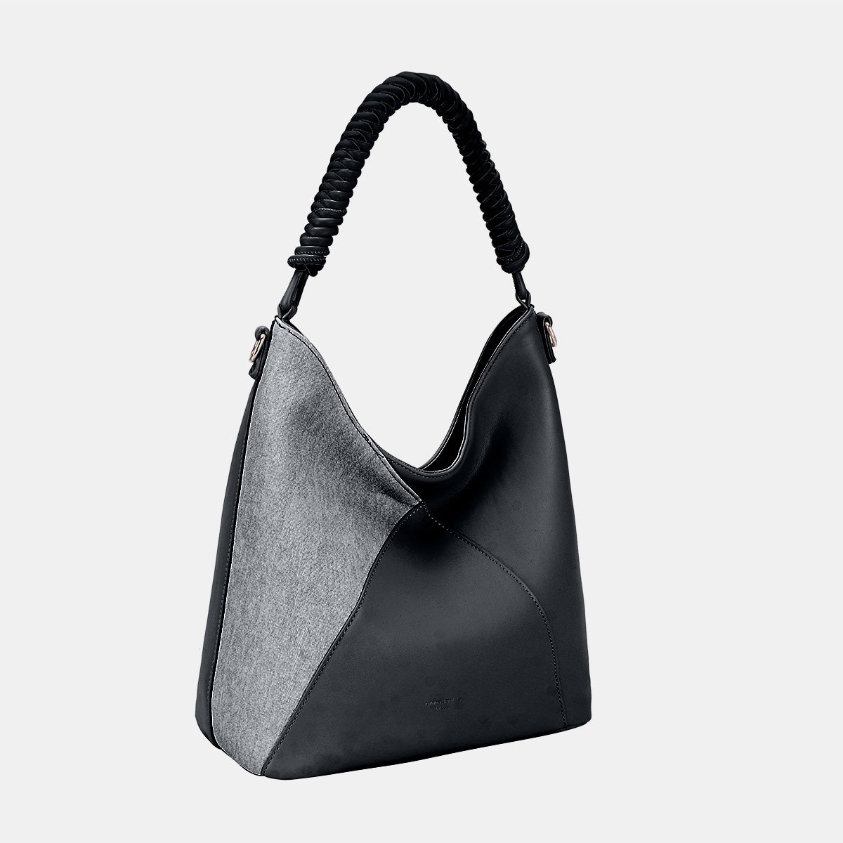 David Jones Woven Handle Two Tone Leather Handbag