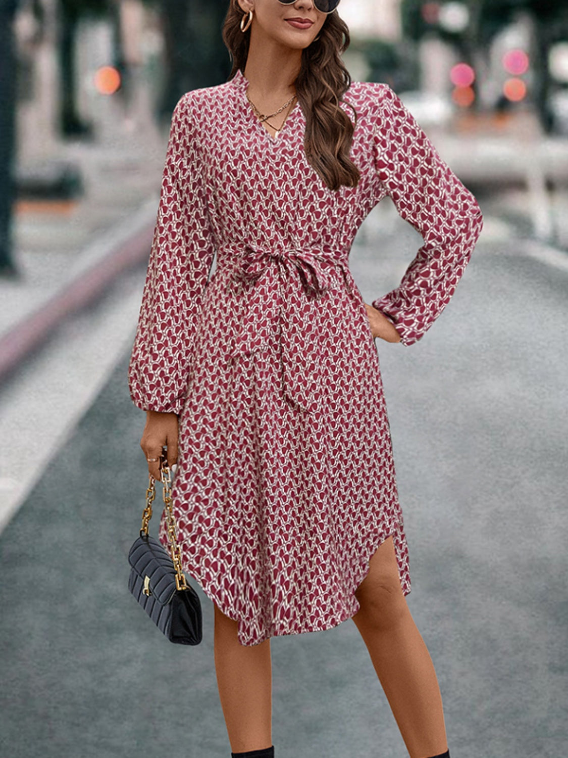 The Ola Printed Balloon Sleeve Dress