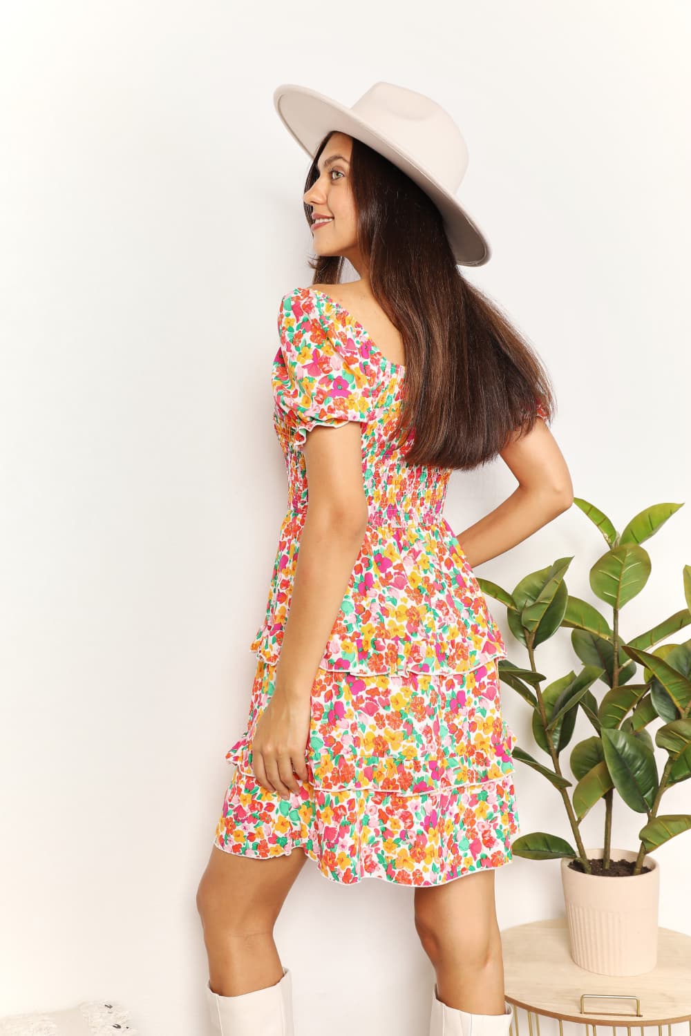 Floral Flounce Sleeve Mini Dress