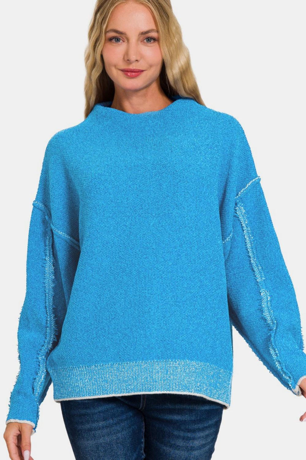Exposed Seam Long Sleeve Sweater