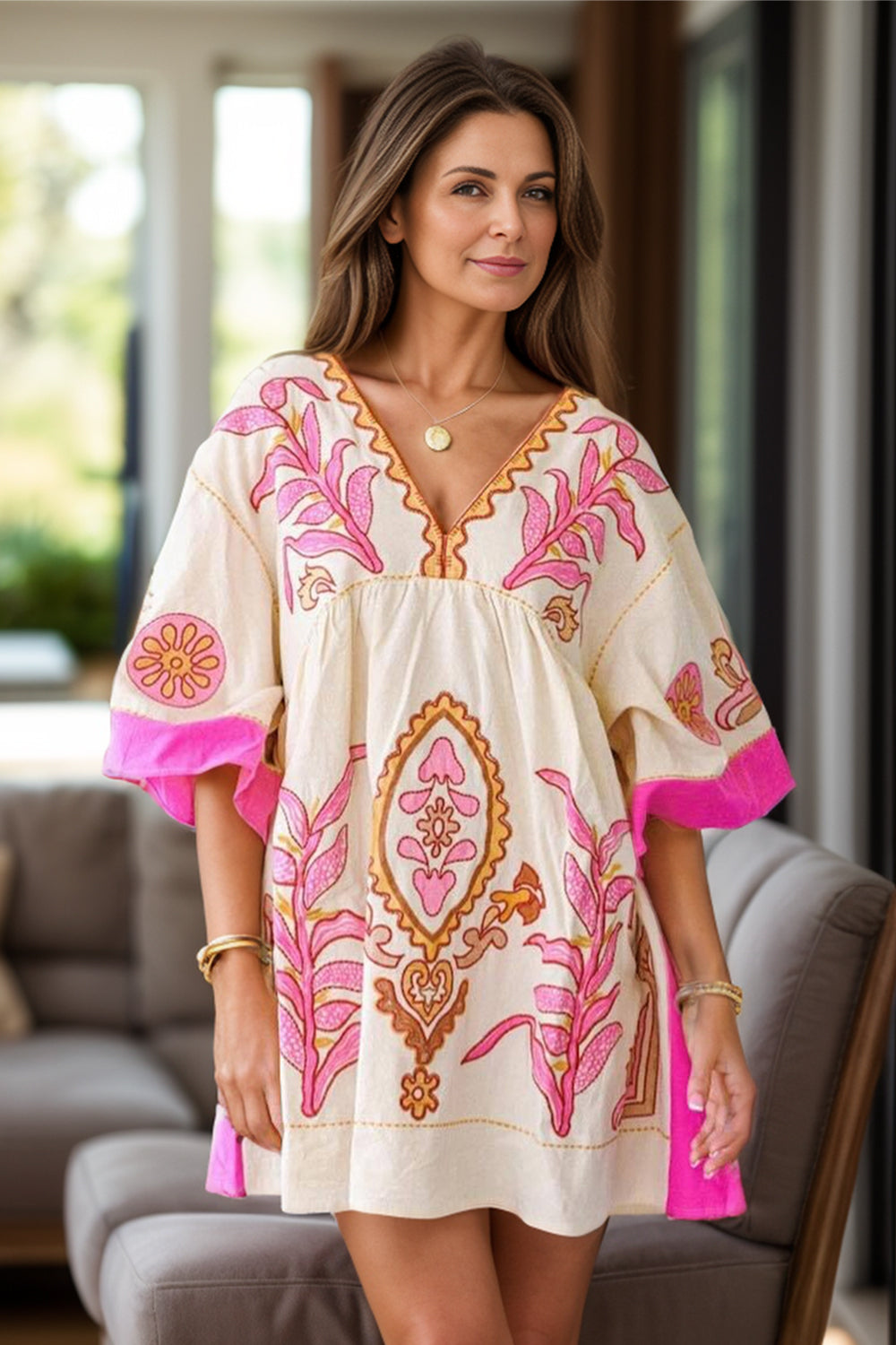 The Isadora Three-Quarter Sleeve Mini Dress