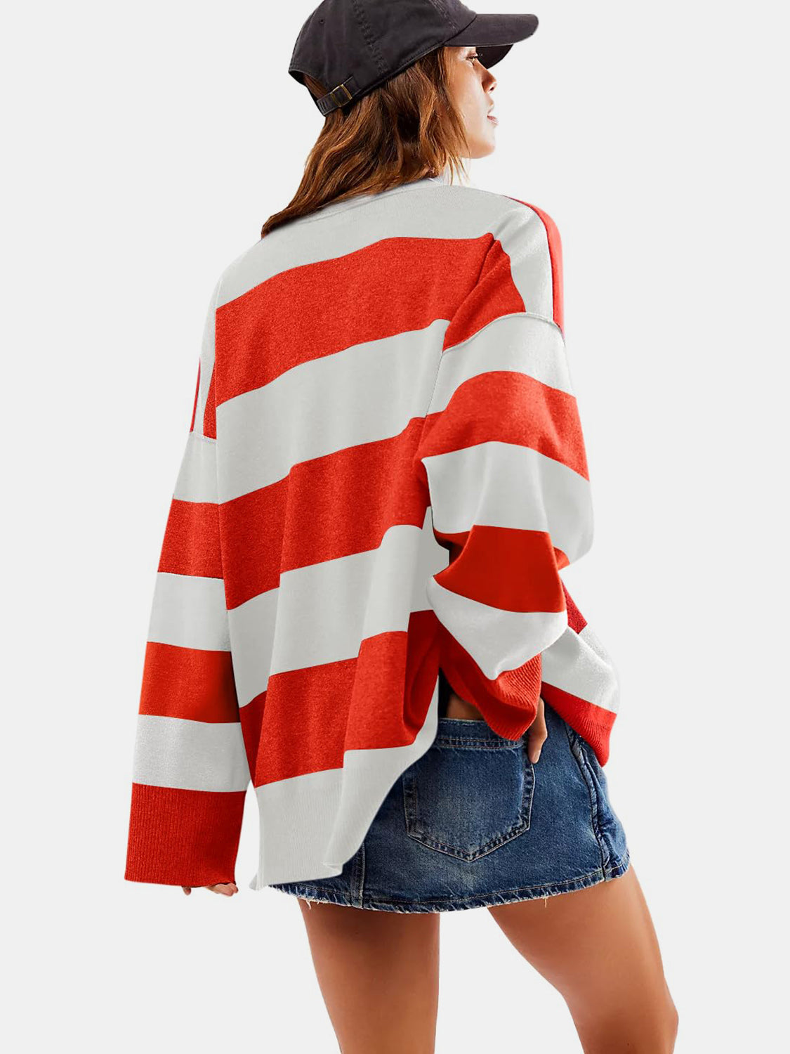 The Lux Half Zip Striped Sweater