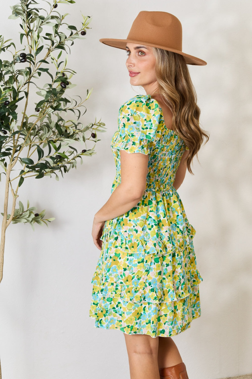 Floral Flounce Sleeve Mini Dress