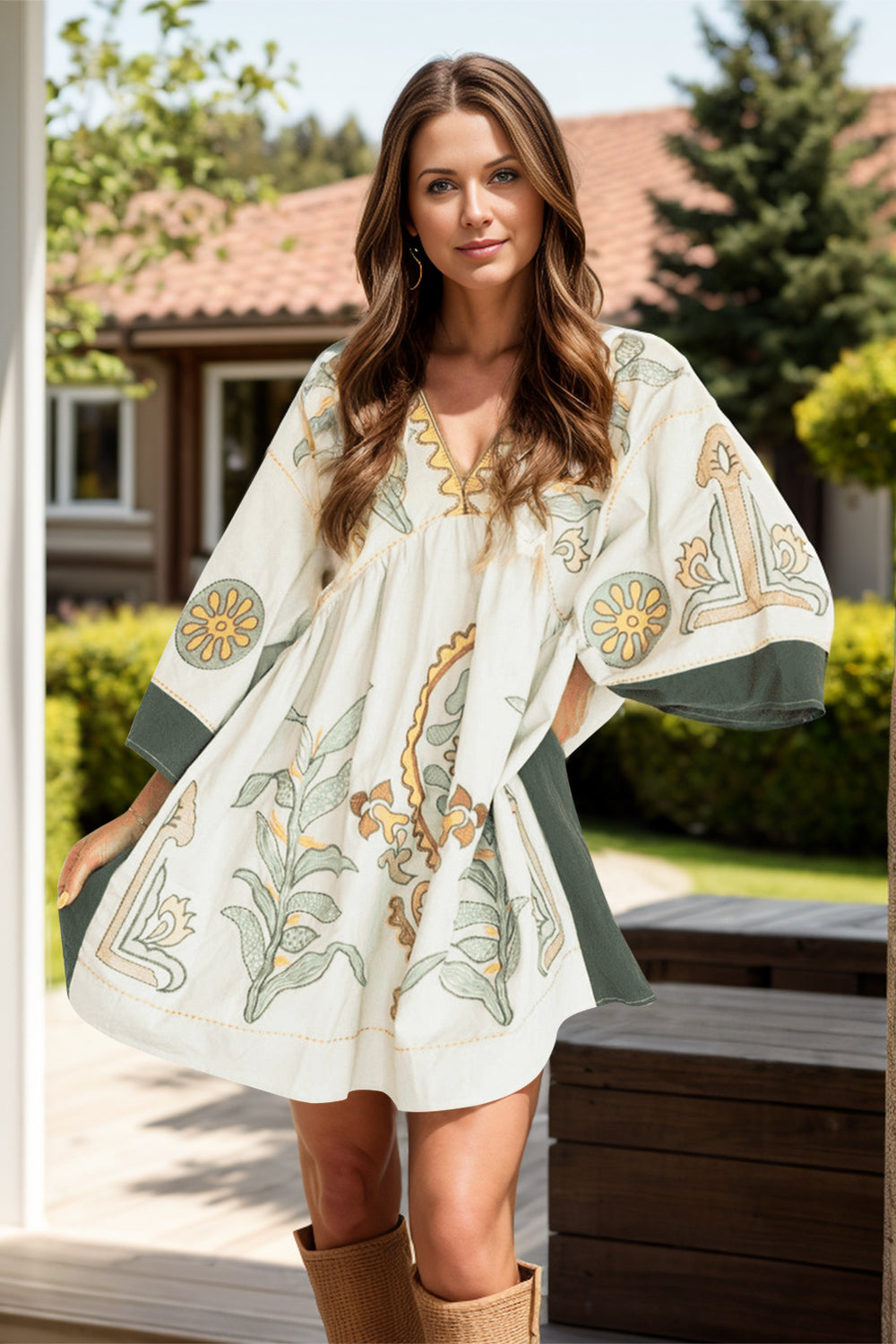 The Isadora Three-Quarter Sleeve Mini Dress