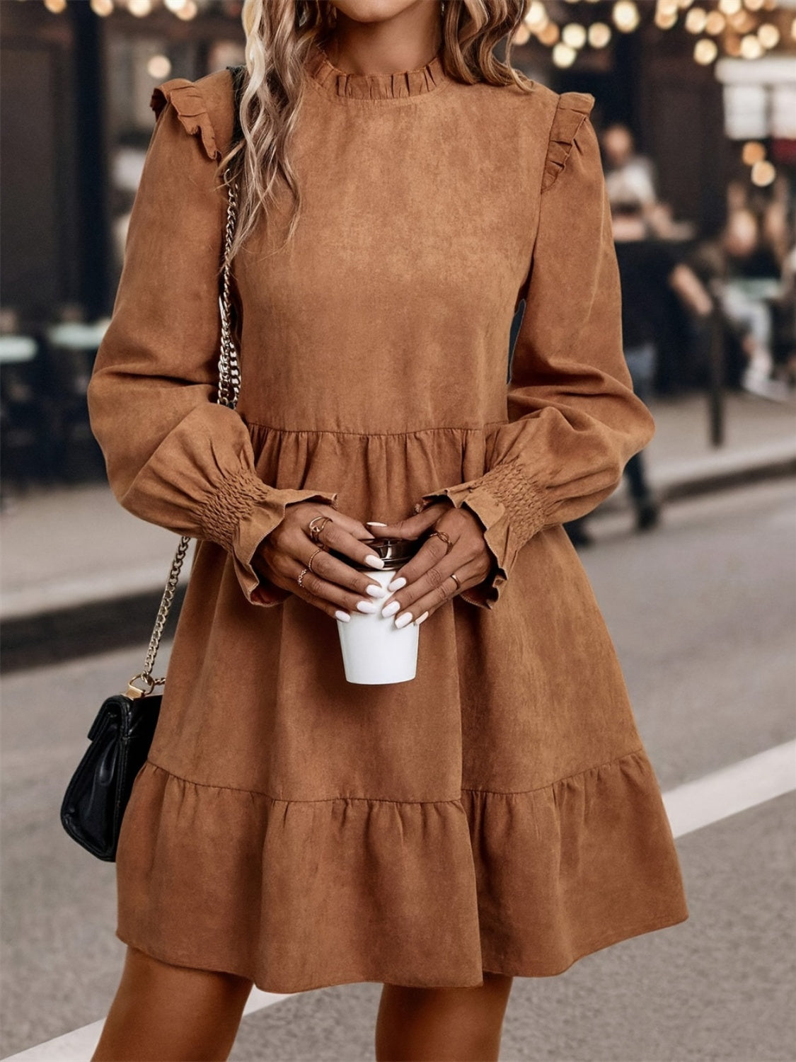 The Sedona Frill Long Sleeve Mini Dress