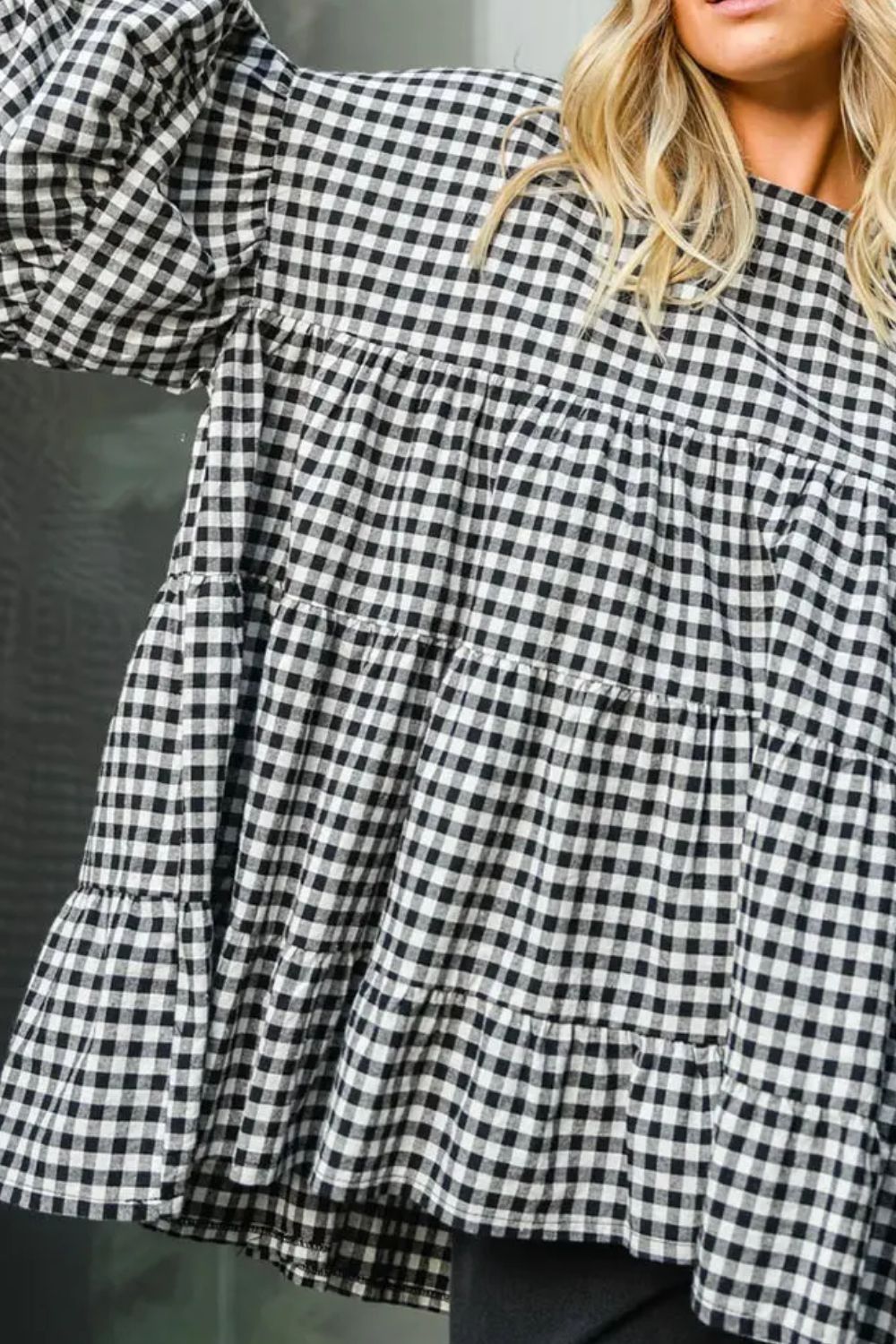 The Dolly Oversized Plaid Babydoll Blouse