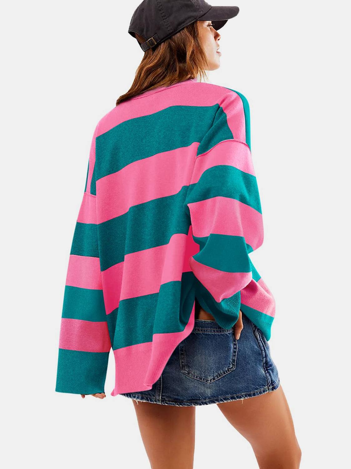 The Lux Half Zip Striped Sweater