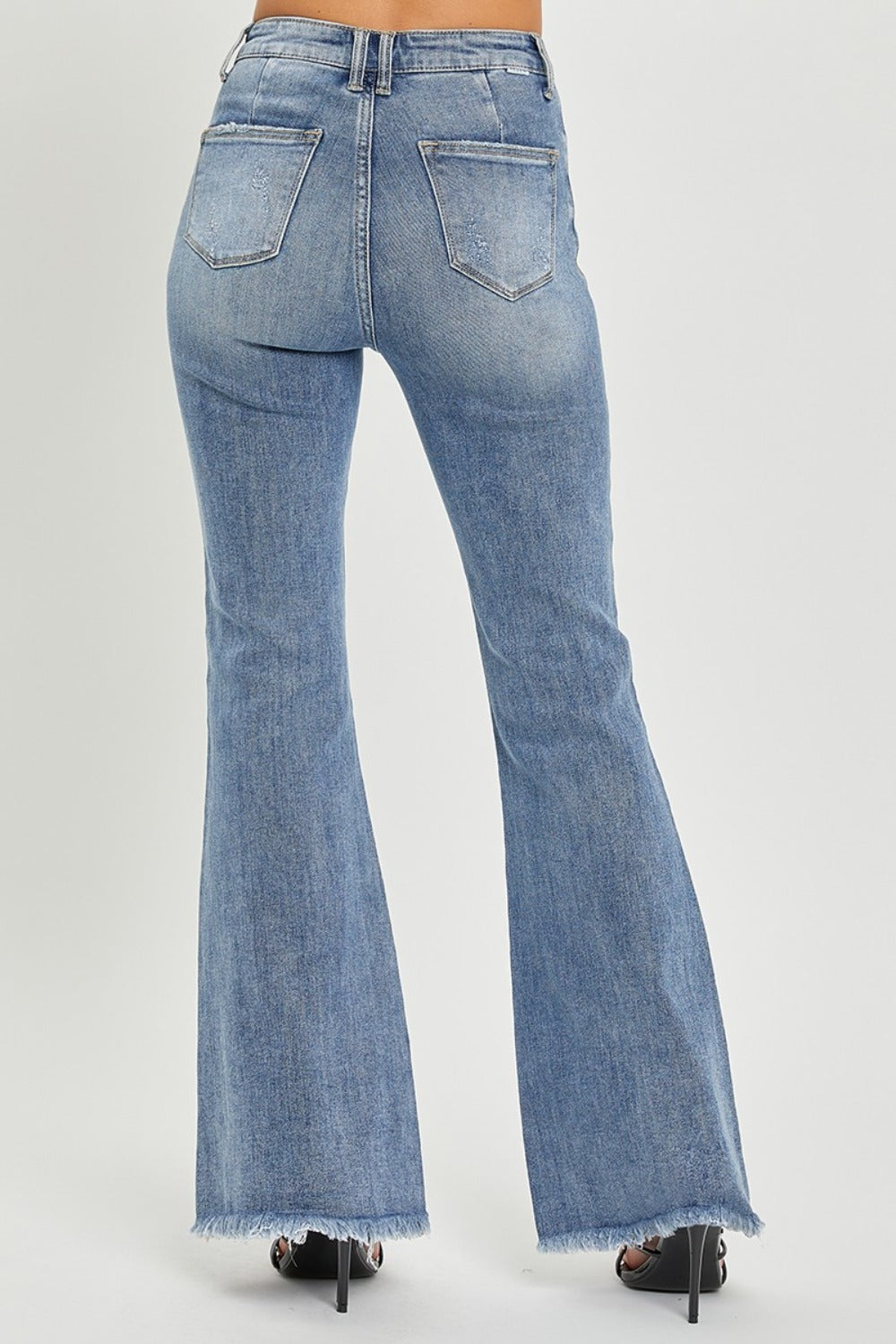 The Rue Full Size High Waist Raw Hem Flare Jeans