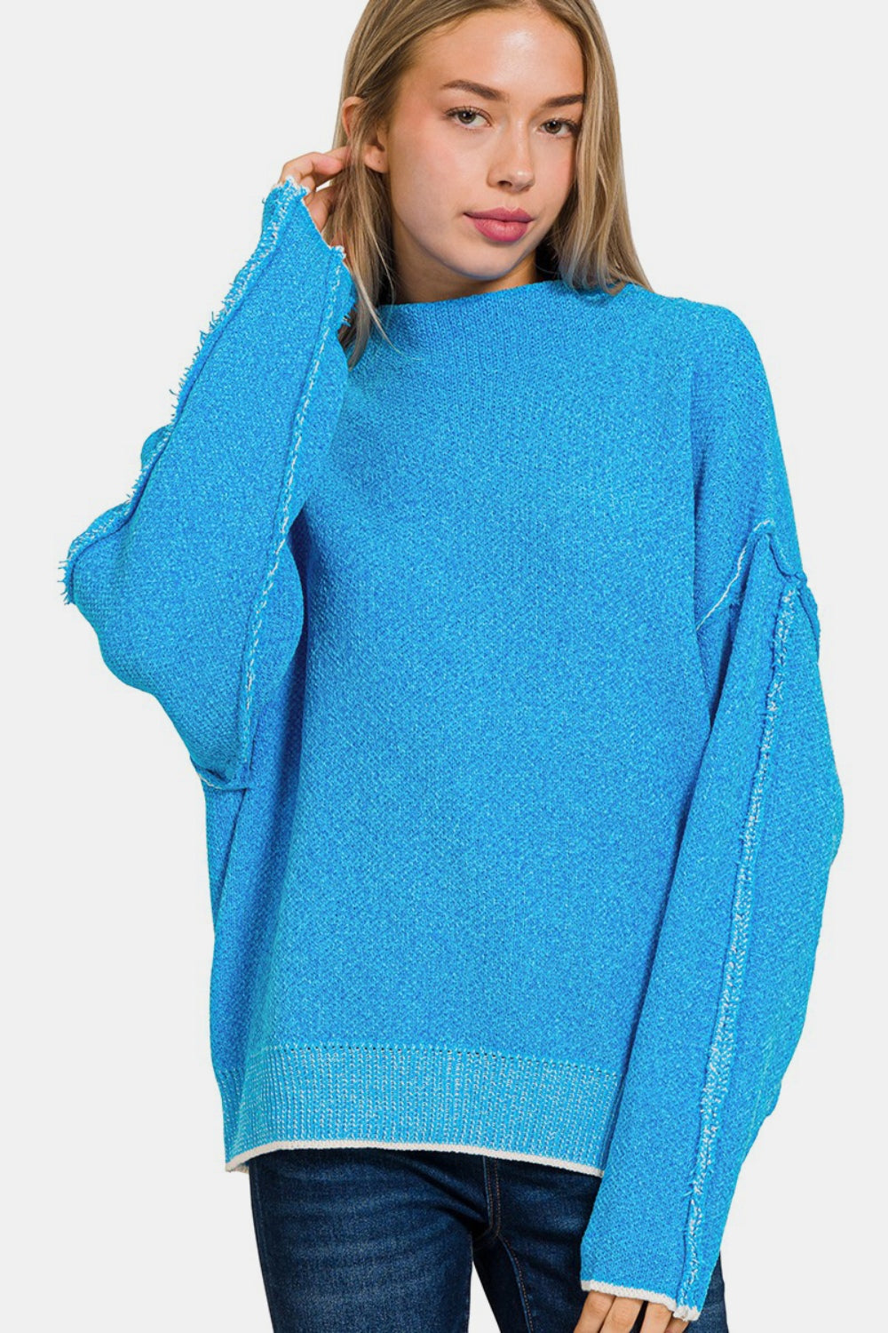 Exposed Seam Long Sleeve Sweater