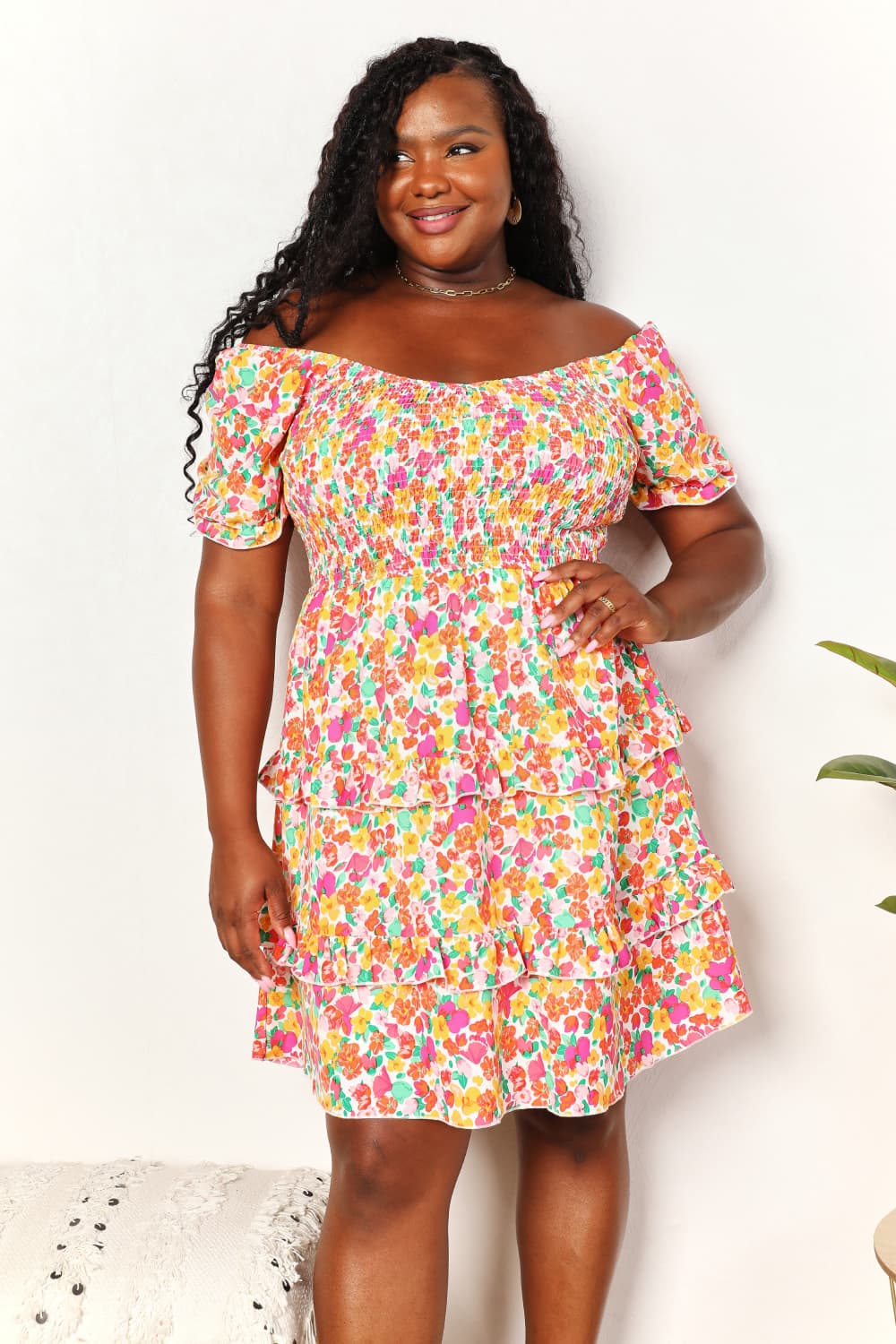 Floral Flounce Sleeve Mini Dress