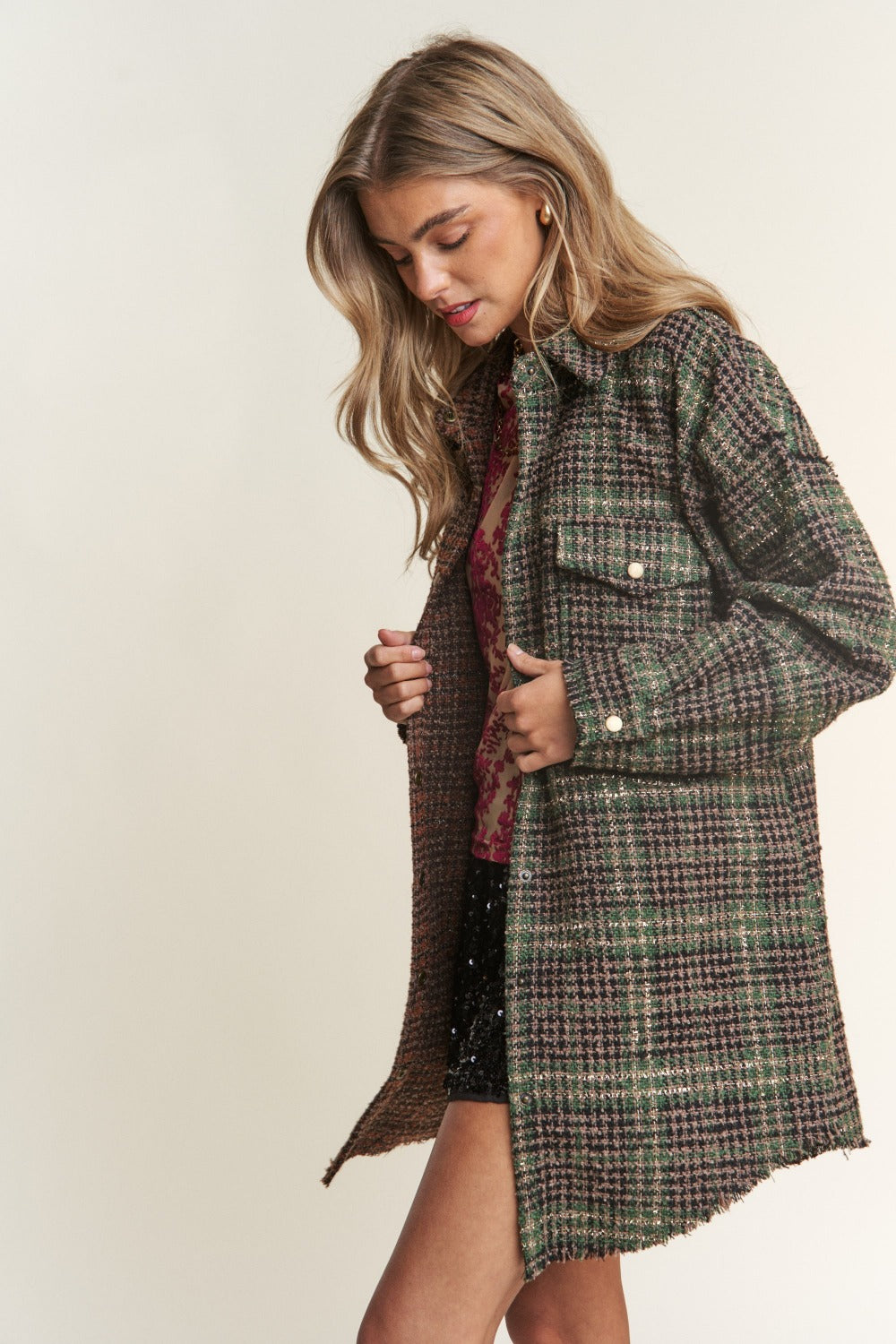 The Maylah Tweed Plaid Shacket