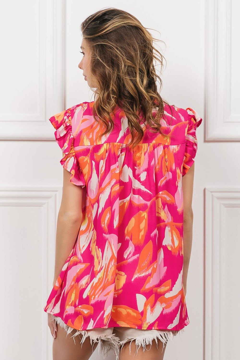 Smocked Ruffled Floral Top