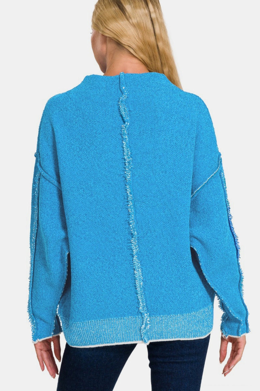 Exposed Seam Long Sleeve Sweater