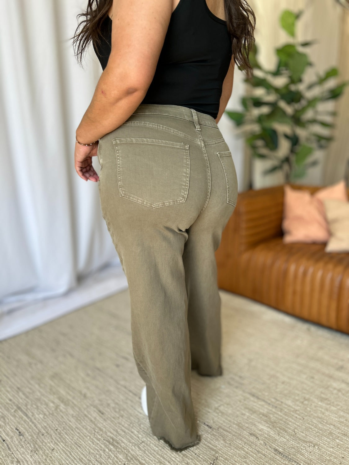 Full Size High Rise Moss Wide Leg Jeans