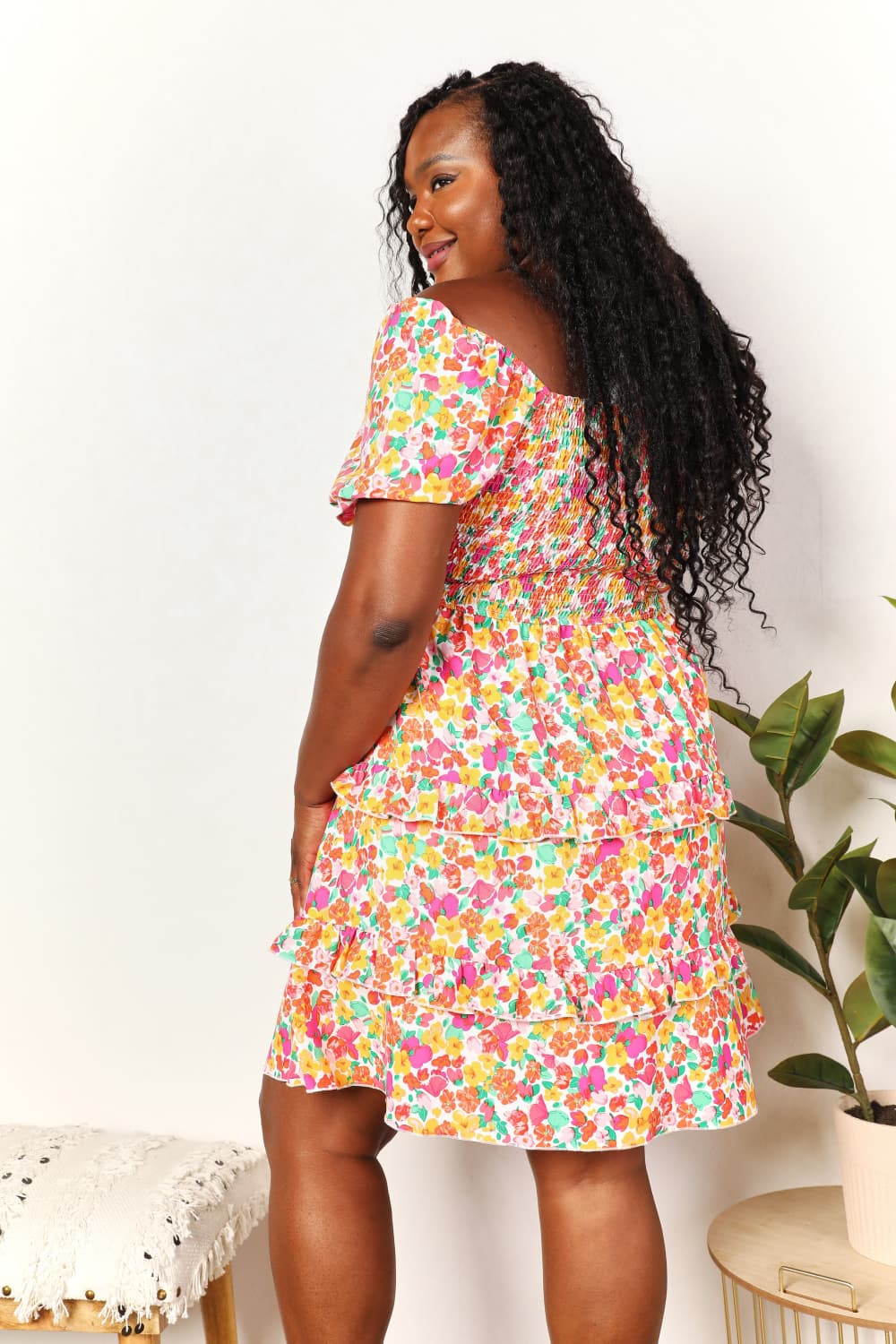Floral Flounce Sleeve Mini Dress