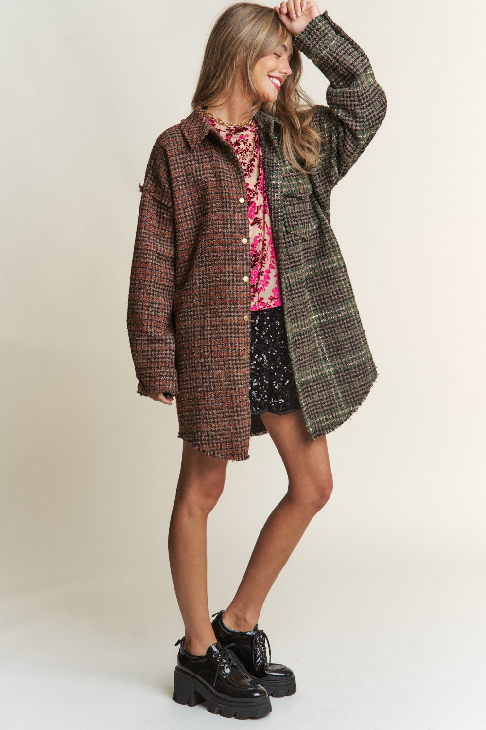 The Maylah Tweed Plaid Shacket