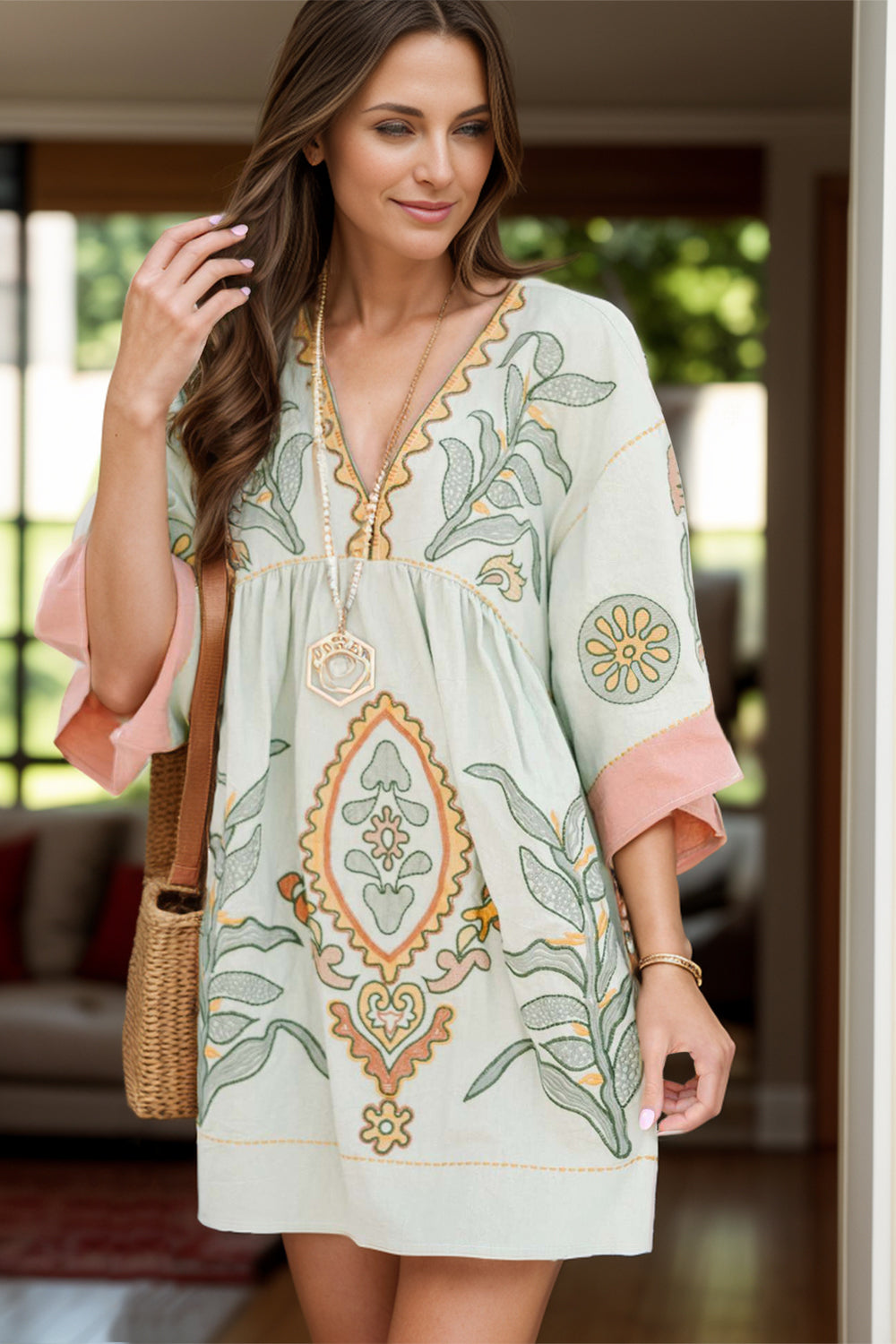 The Isadora Three-Quarter Sleeve Mini Dress