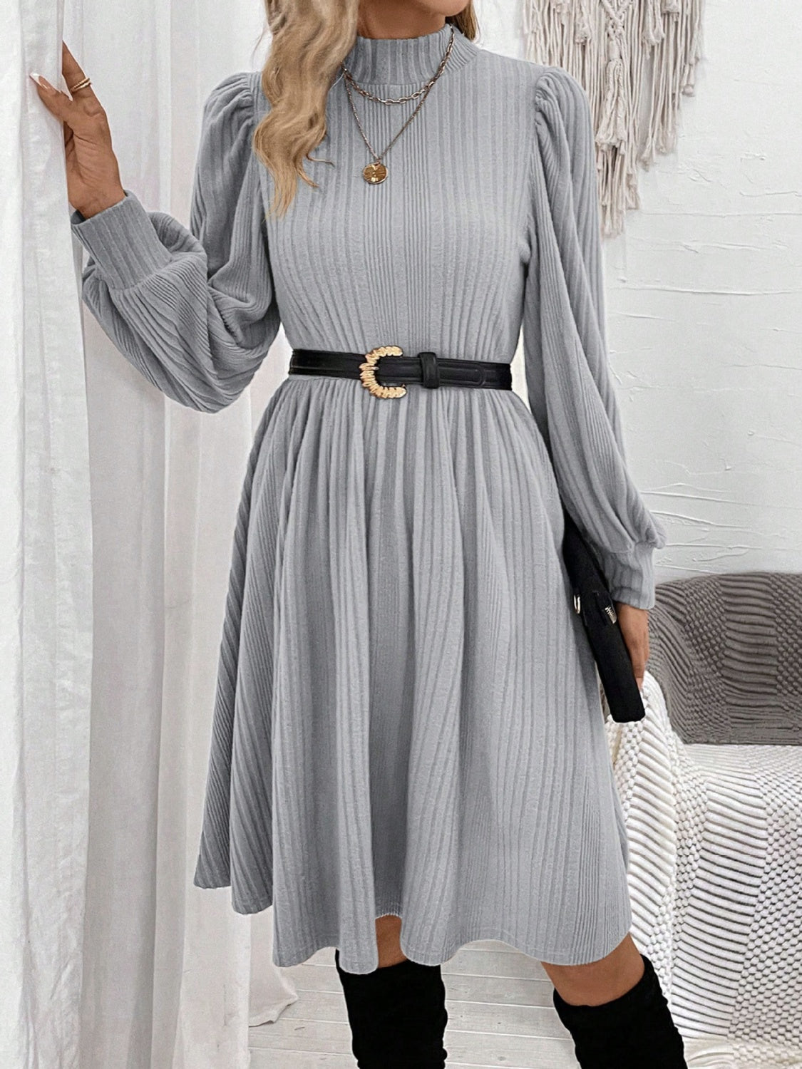 The Delta Turtleneck Long Sleeve Dress