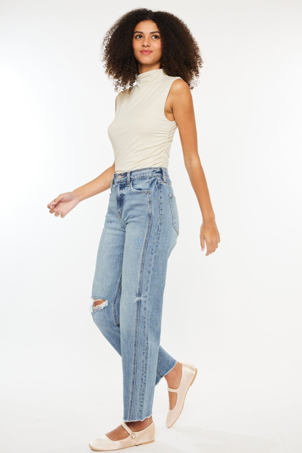 The Kancan Ultra High Rise Distressed Straight Jeans