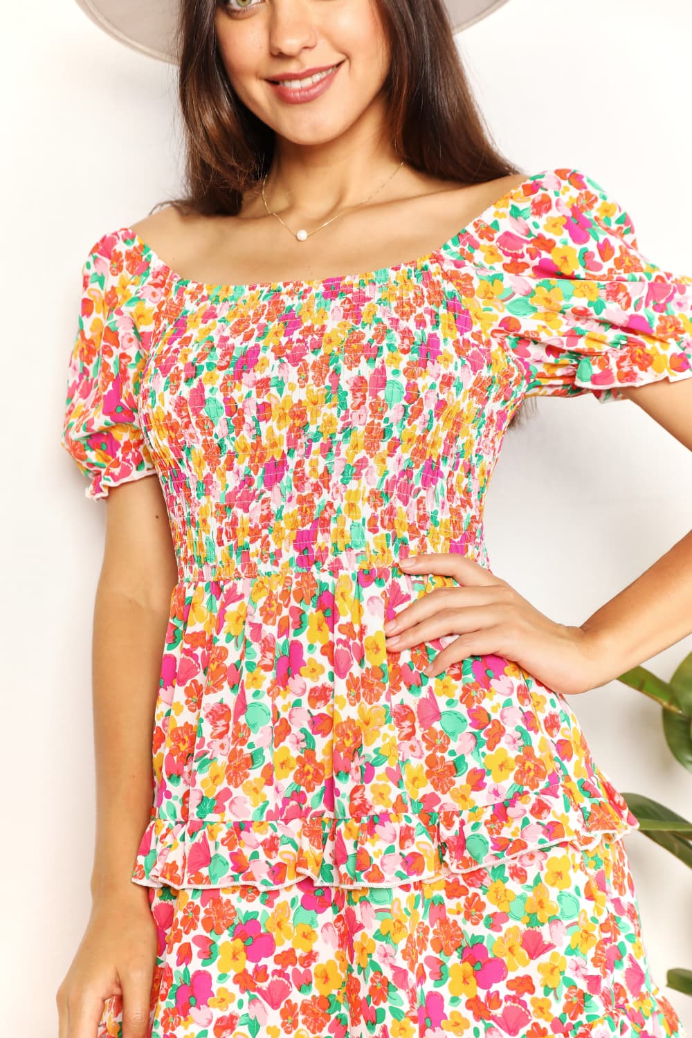 Floral Flounce Sleeve Mini Dress