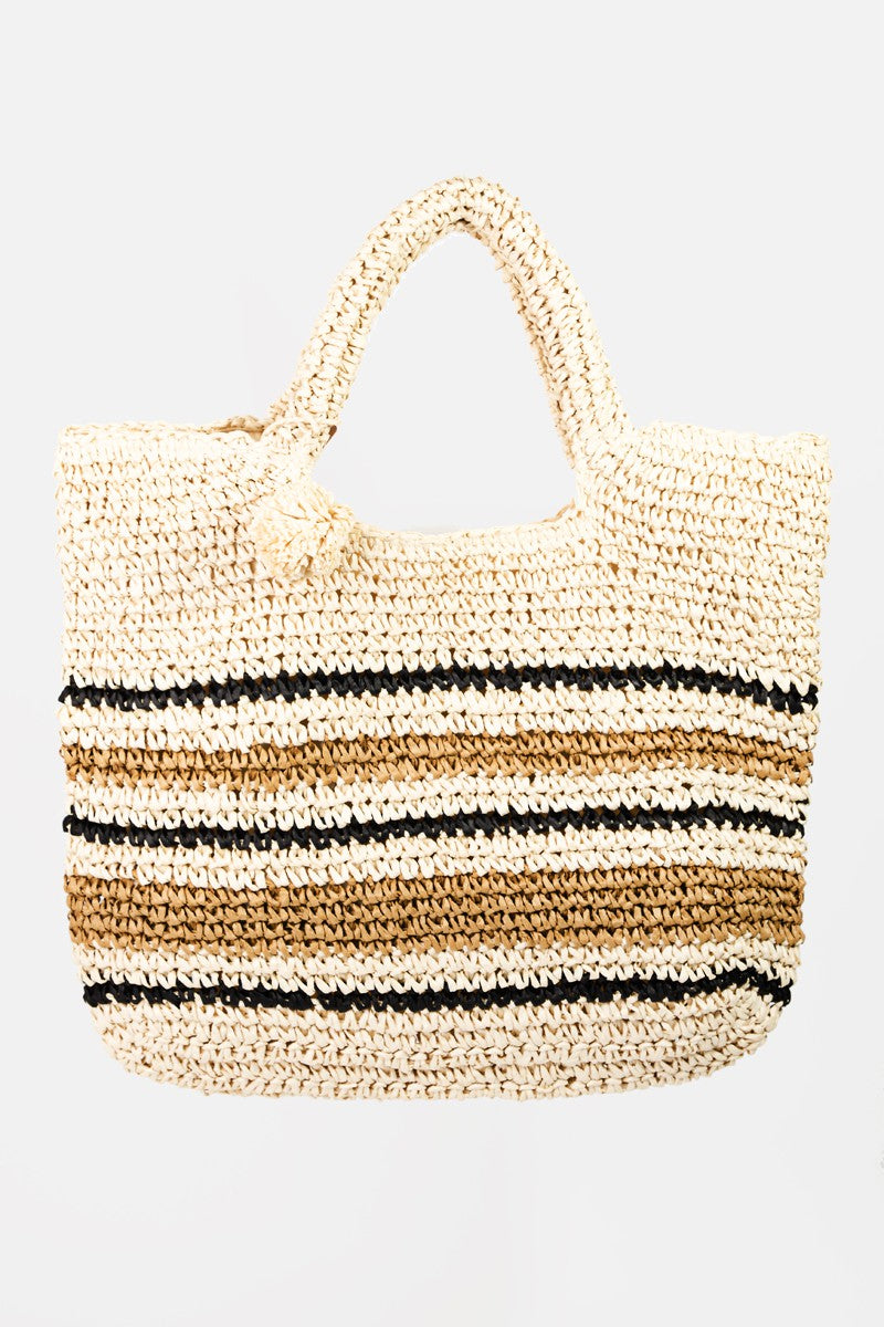 The Striped Straw Braided Tote Bag