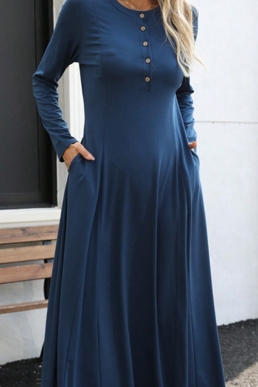 The Nevis Long Sleeve Maxi Dress with Pockets
