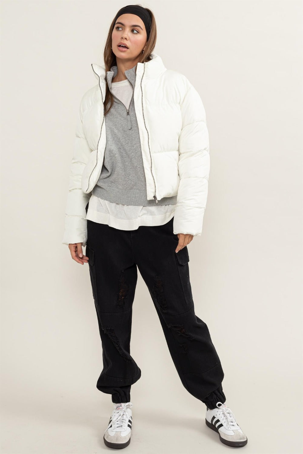 The Kilah Quilted Drawstring Puffer Jacket