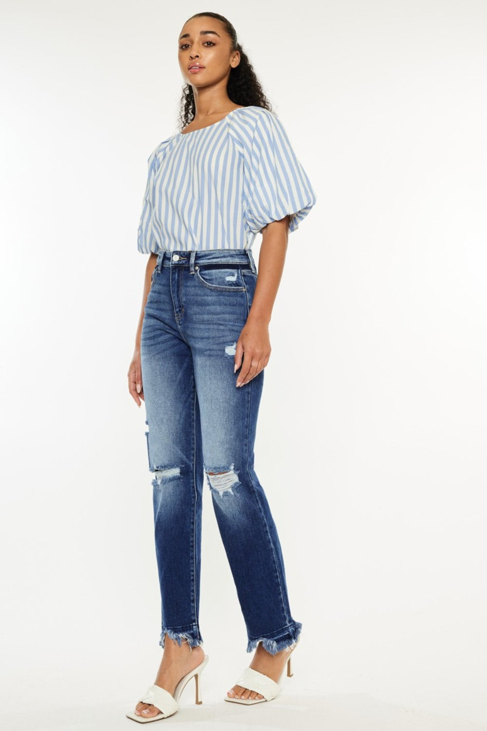 The Kancan High Rise Distressed Slim Straight Jeans