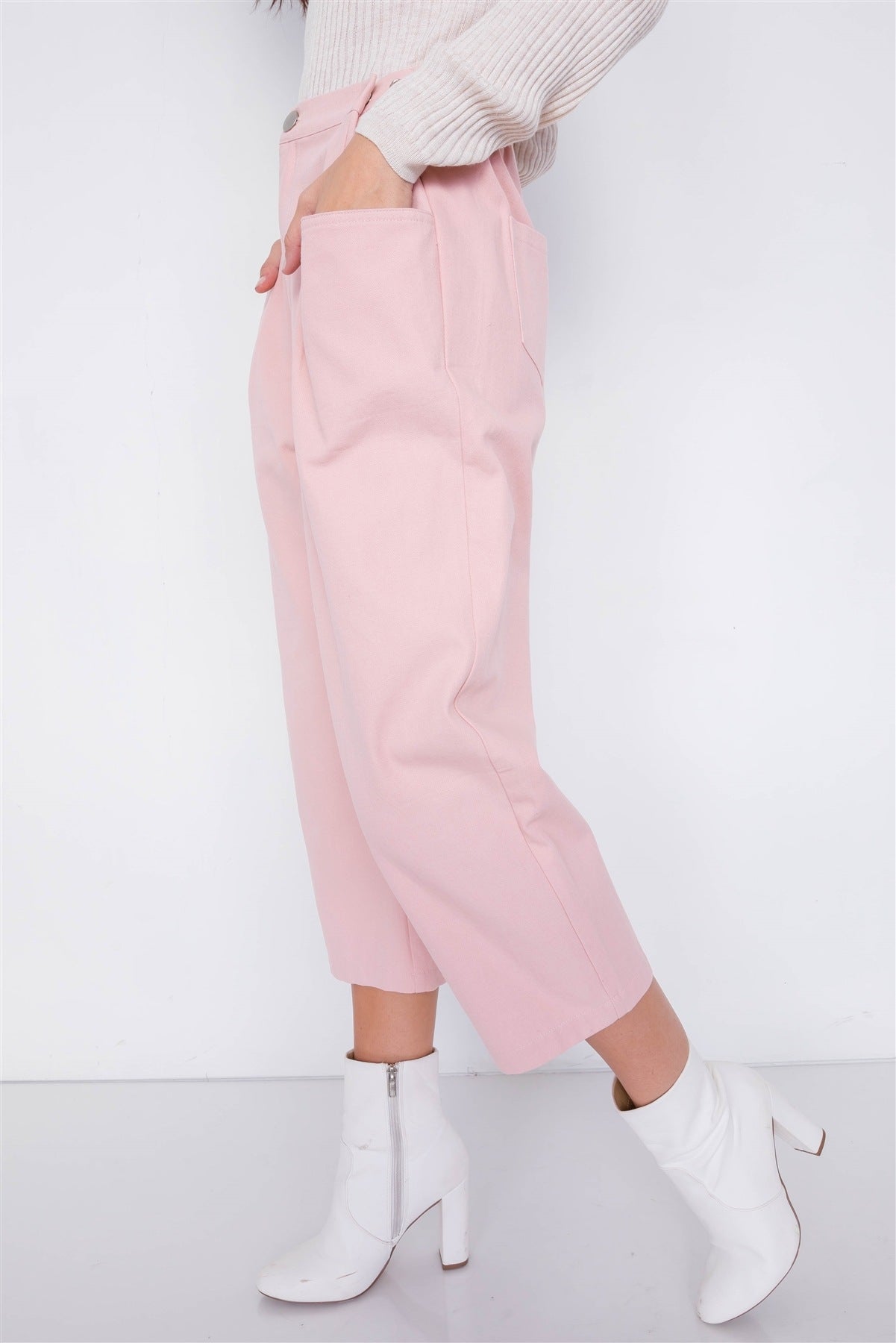 Pastel Ankle Wide Leg Adjustable Waist Pants