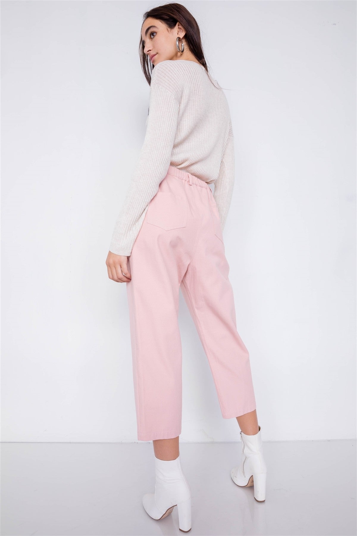 Pastel Ankle Wide Leg Adjustable Waist Pants