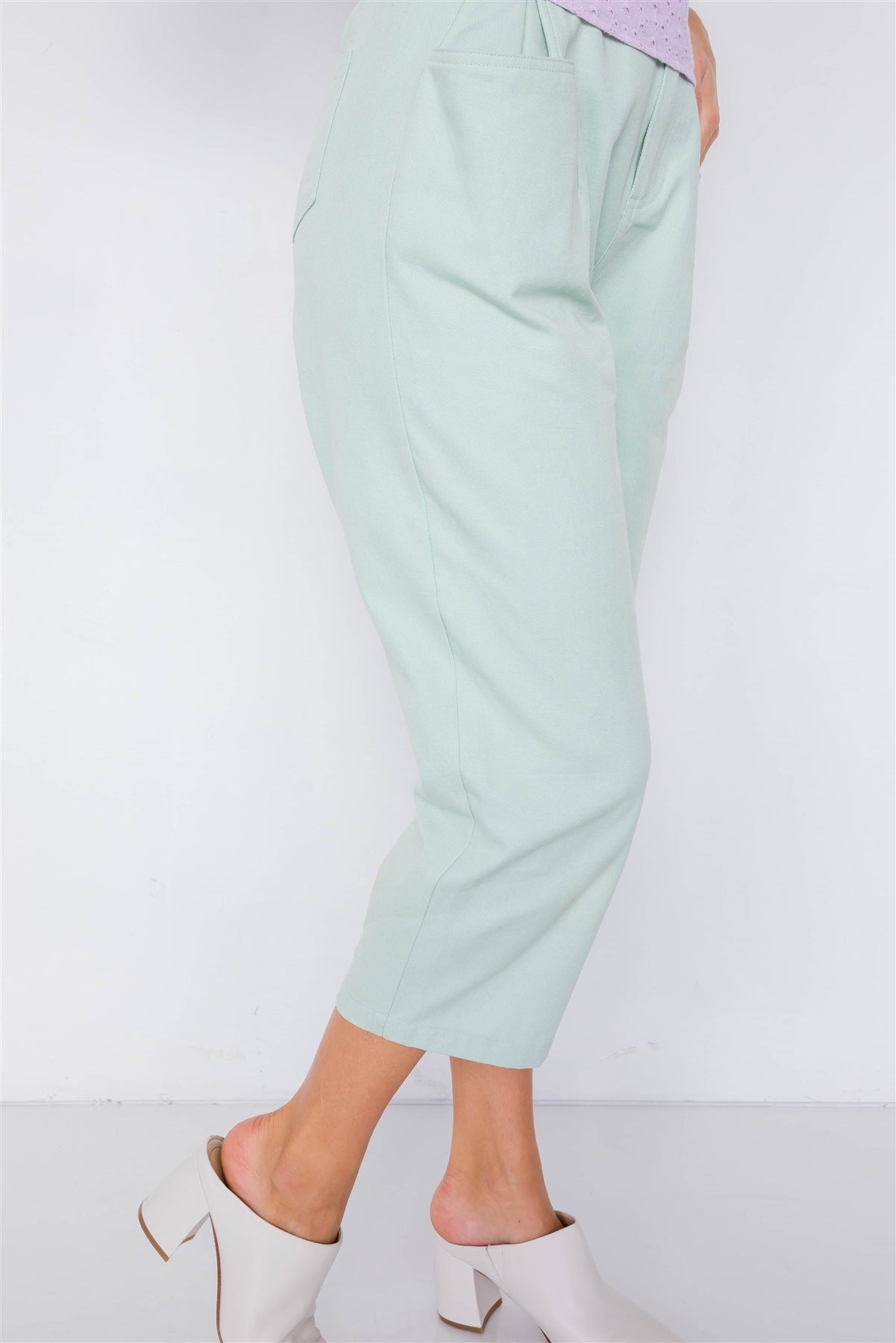 Pastel Ankle Wide Leg Adjustable Waist Pants
