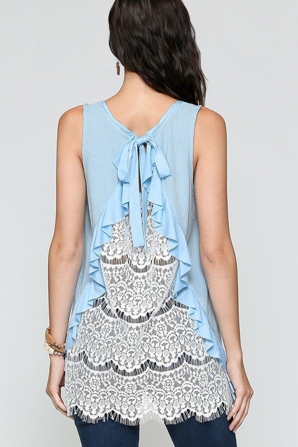 Back Lace Ruffle Detail Tank
