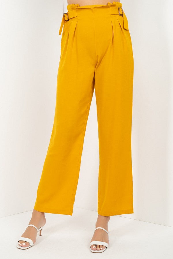 High Waist Side Buckle Slacks