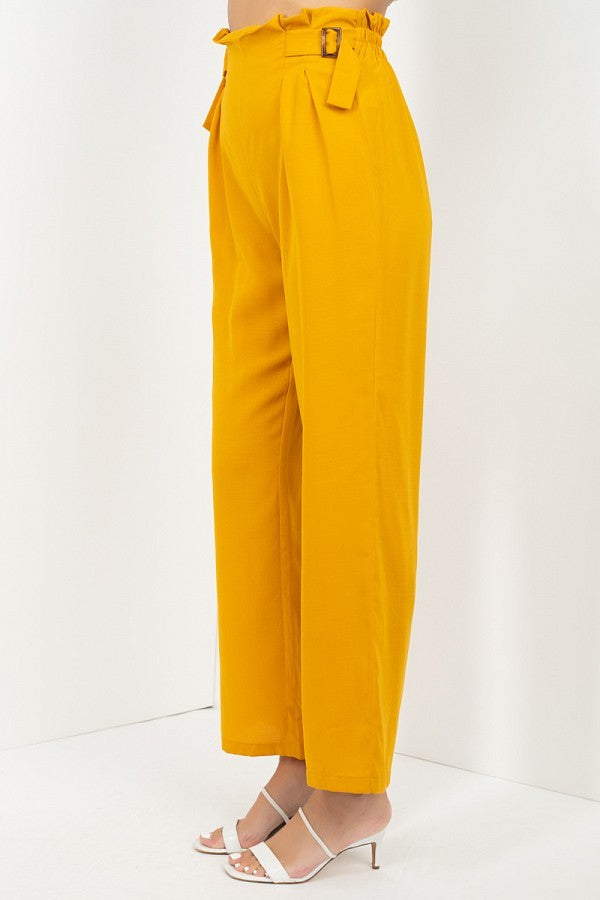 High Waist Side Buckle Slacks