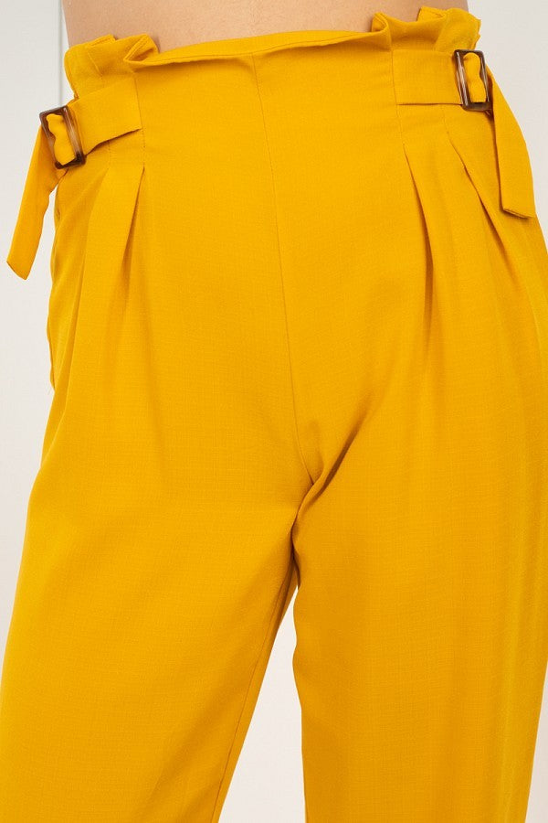 High Waist Side Buckle Slacks
