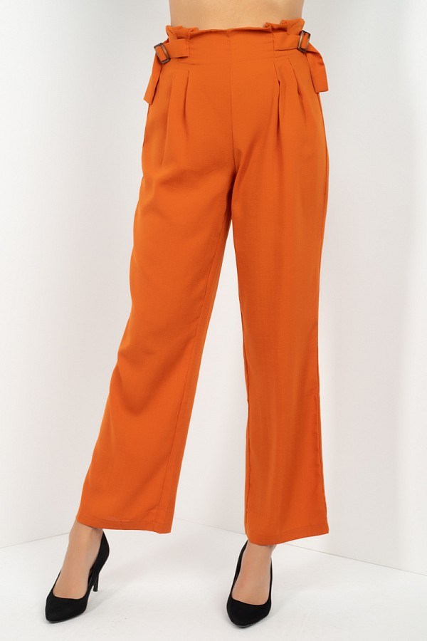 High Waist Side Buckle Slacks
