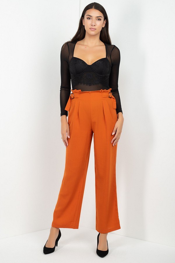 High Waist Side Buckle Slacks