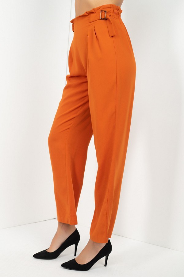 High Waist Side Buckle Slacks