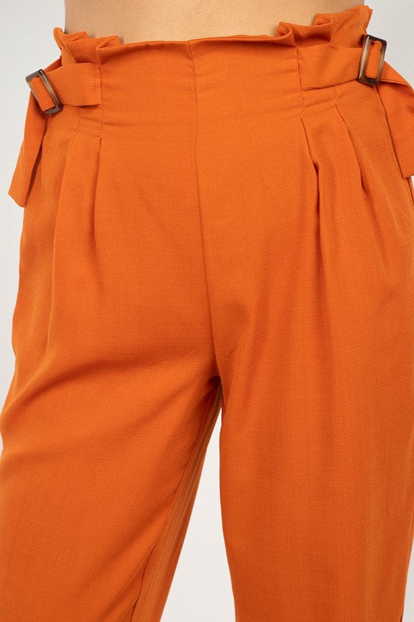 High Waist Side Buckle Slacks