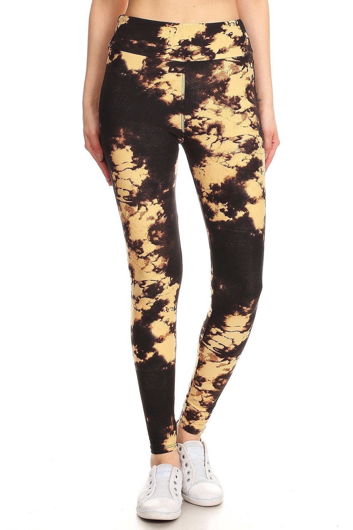 Neutral High waisted Tie Dyed Leggings