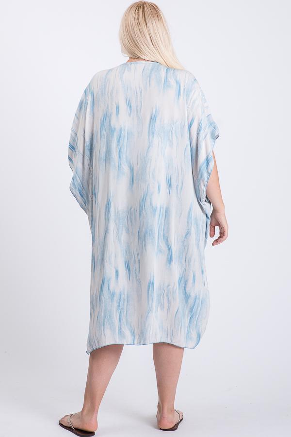 Flowy Print Short Sleeve Maxi Kimono
