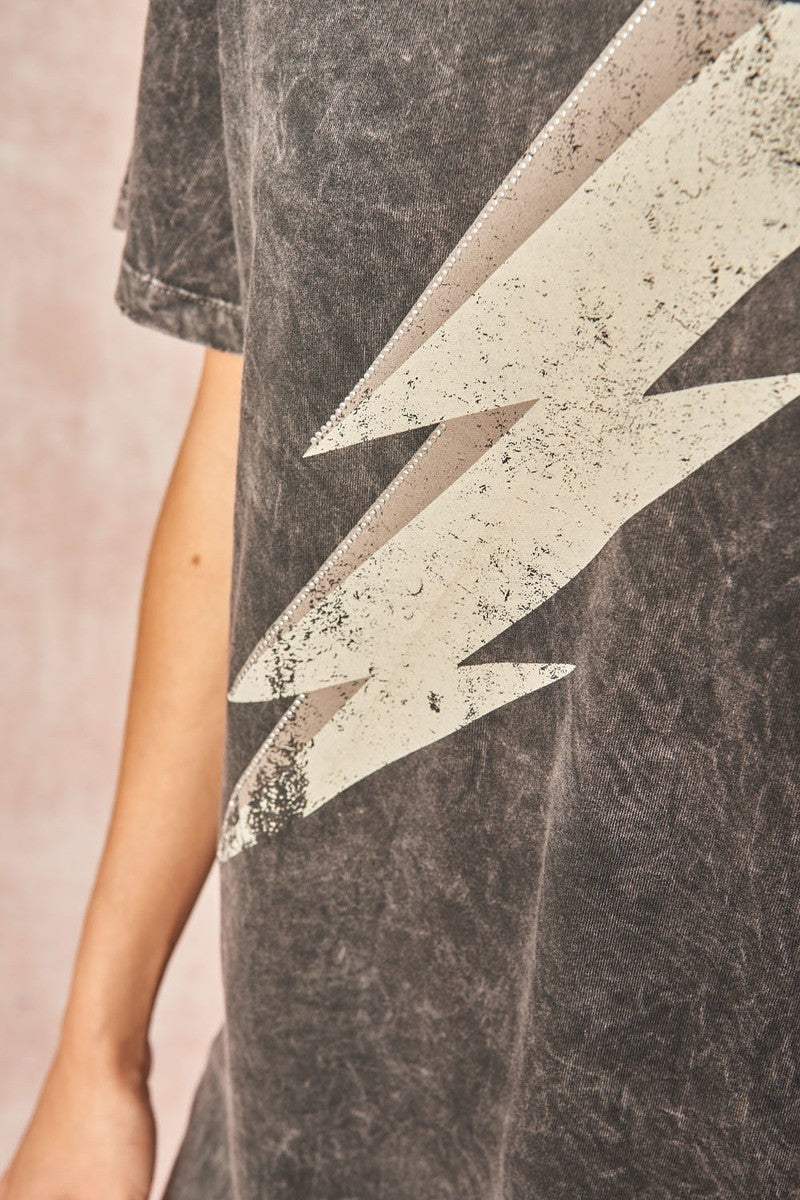 Mineral Wash Lighting Bolt Graphic Tee