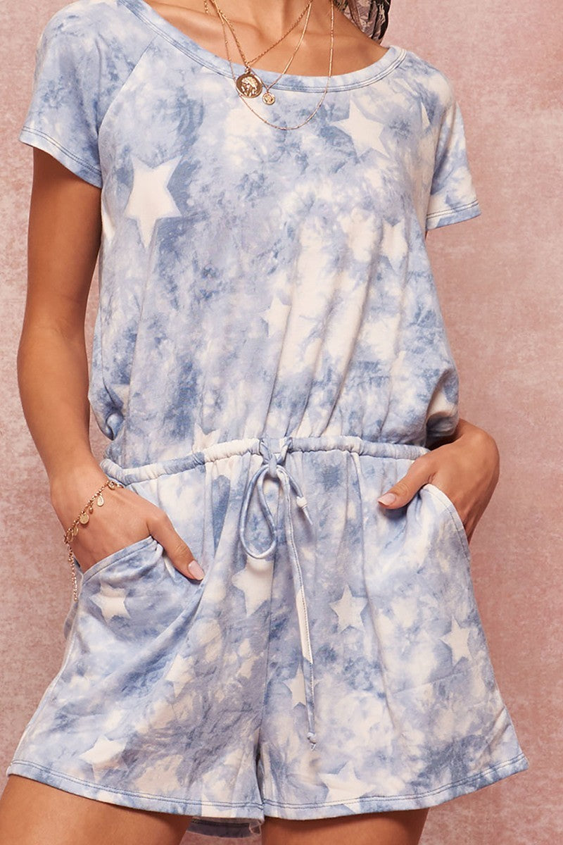 A Stars and Tie-dye Knit Romper