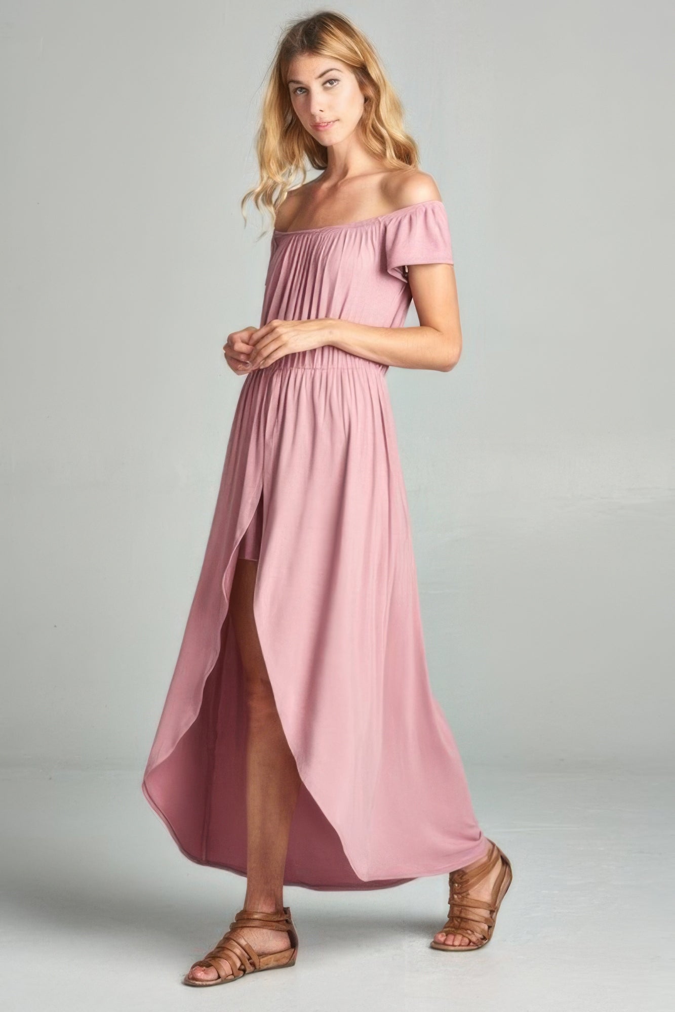 Off Shoulder Solid Jersey Romper