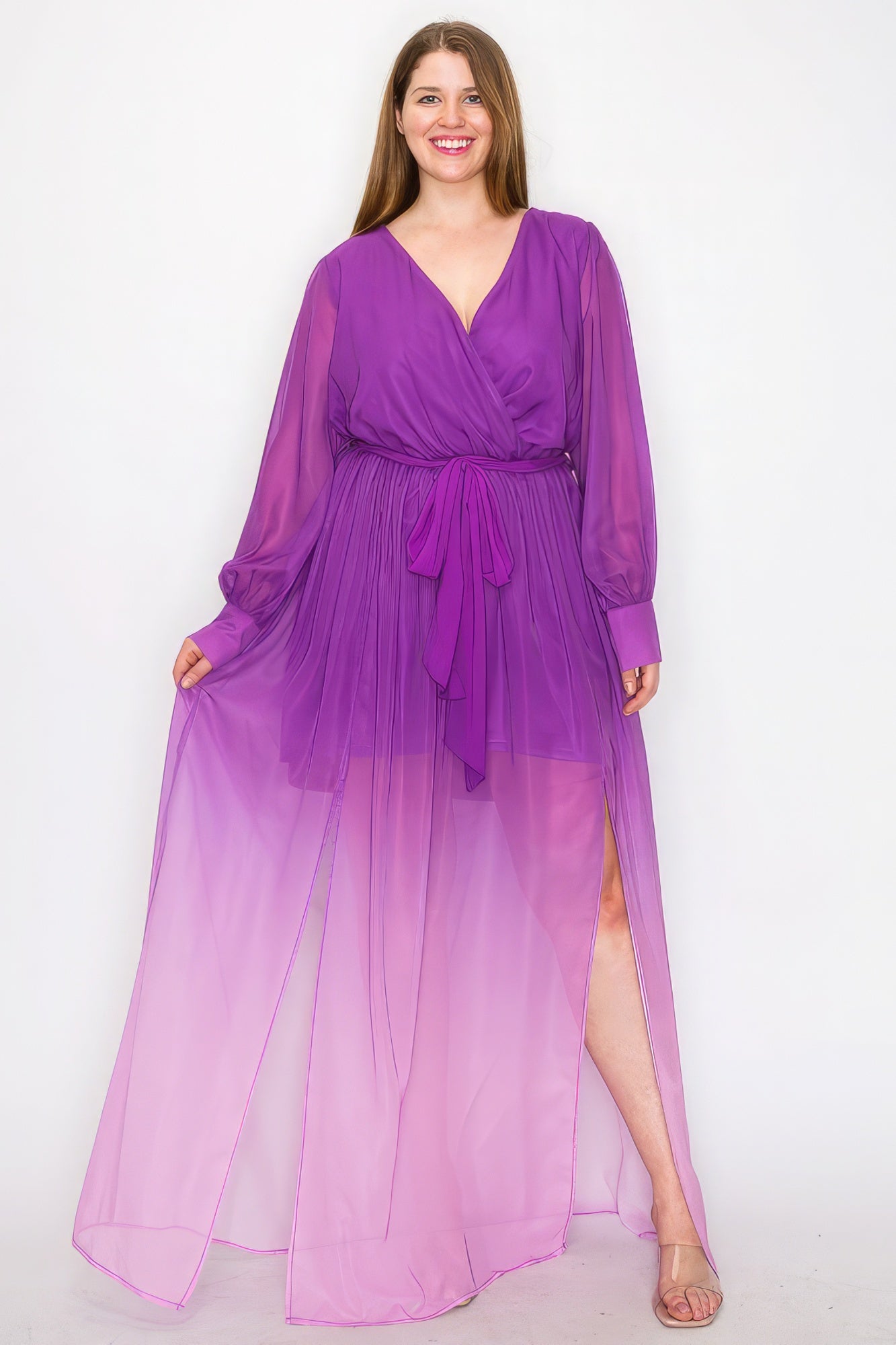 NEW! Ombre Chiffon Wrap Maxi Dress