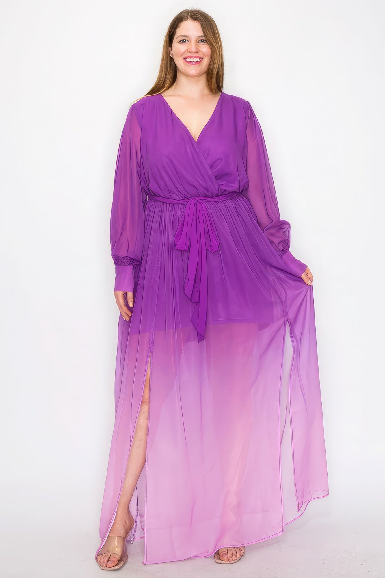 NEW! Ombre Chiffon Wrap Maxi Dress